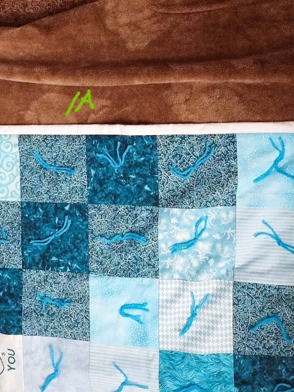 GOD LOVES YOU QUILT VIBRANT AS OCEAN COLOR VARIES SEA BLUE TO GREEN COMPLETE - Picture 3 of 6